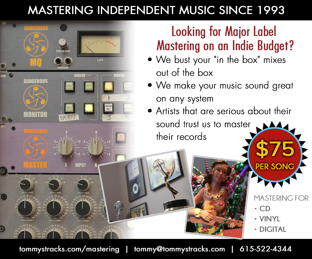 Tommy's Tracks Mastering Postcard Recording Studio Nashville, TN